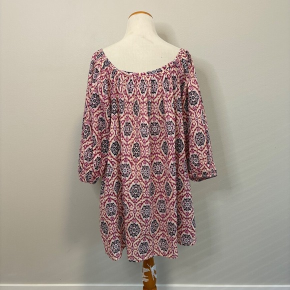 Elan NWT IKAT‎ PRINT DRESS Lavender Off The Shoulder Bohemian Tunic Paisley XL - Picture 3 of 6